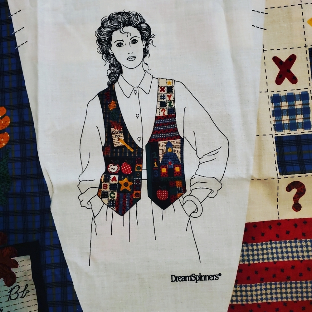 Adult back to school vest fabric panel